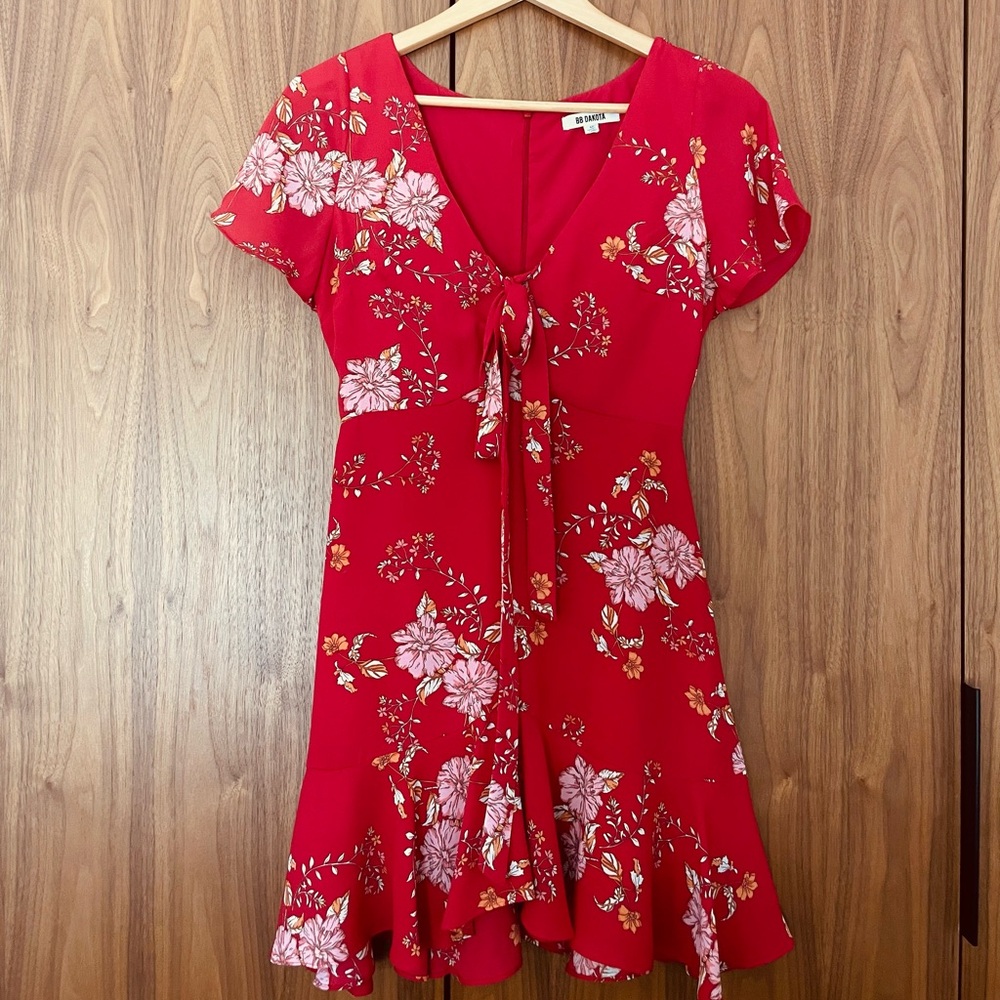 Red floral dress